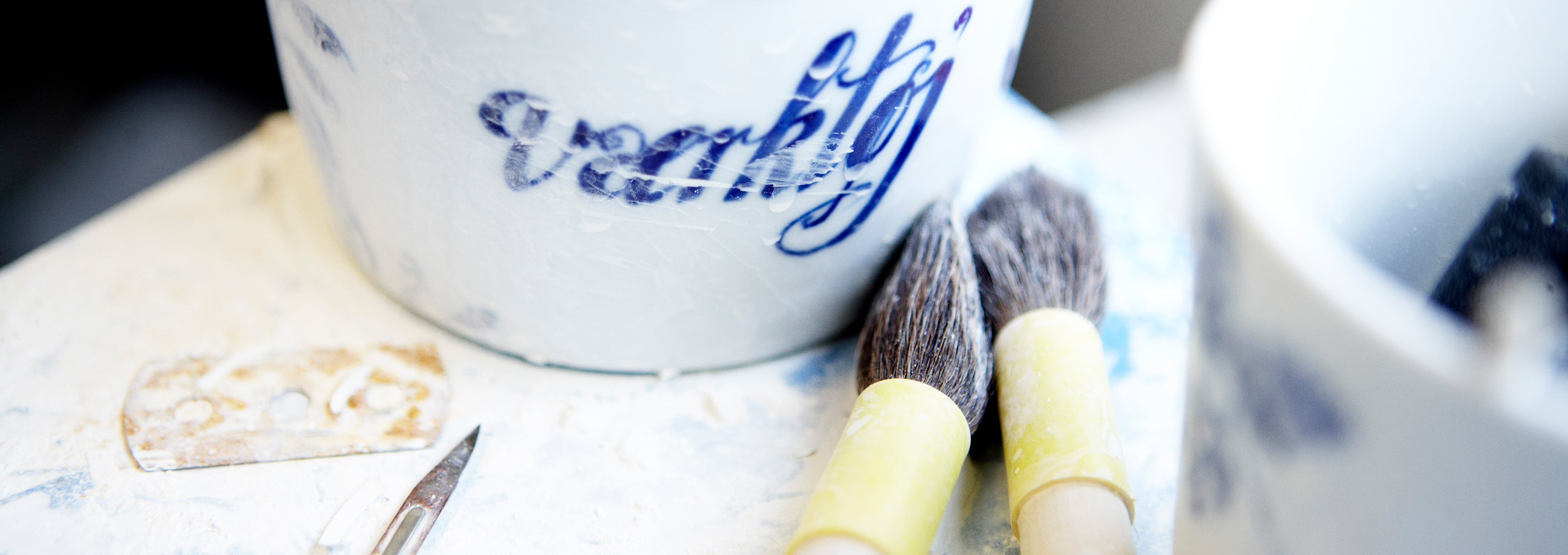 Paint brushes used to paint Royal Copenhagen porcelain